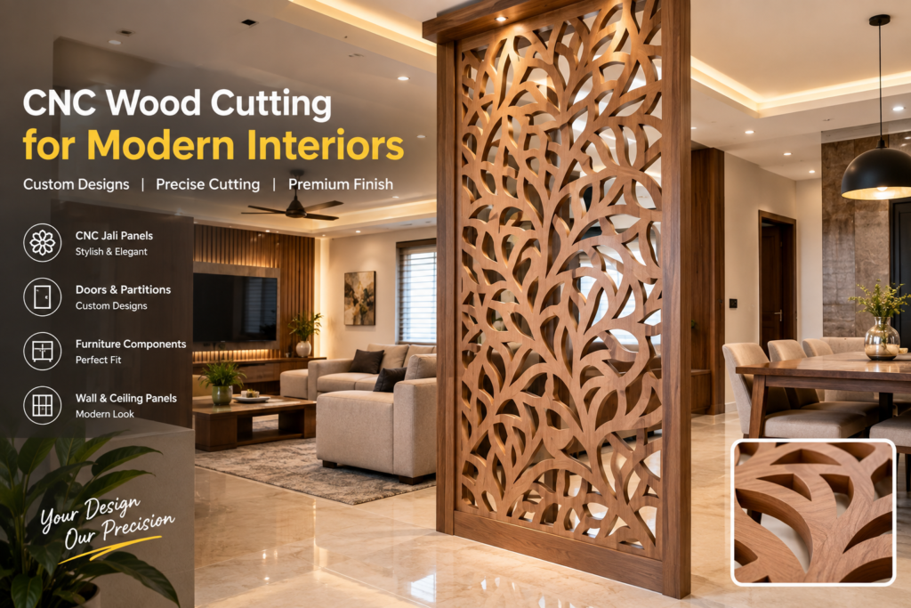 CNC cutting designs in MDF plywood and wood